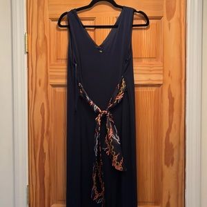 Beautiful pants suit, size large blue with a belt